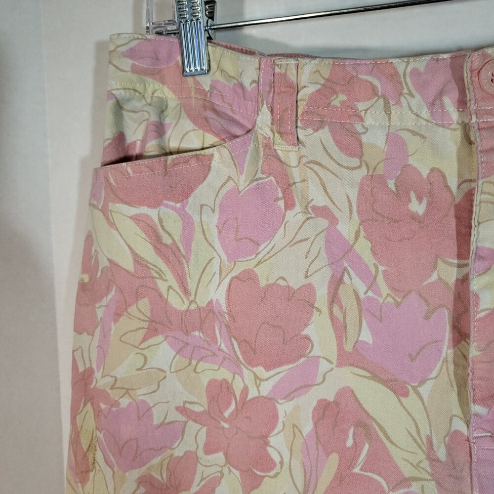 Gloria Vanderbilt Women's Amanda Floral Capris Size 16P Pink/Yellow - Picture 2 of 10
